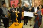 Dr.Alok Roy,Dr.Kunal Sarkar & Ms. Manjula Singh receiving the cheque on behalf of Medica Hospitals from Jagiriti Art Initiative                                                                                       