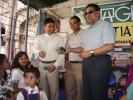 Commissioner, Kolkata Police, Goutam Mohan Chakraborti distributing art materials on behalf of Jagriti Art to childrenof St Stephen’s school 